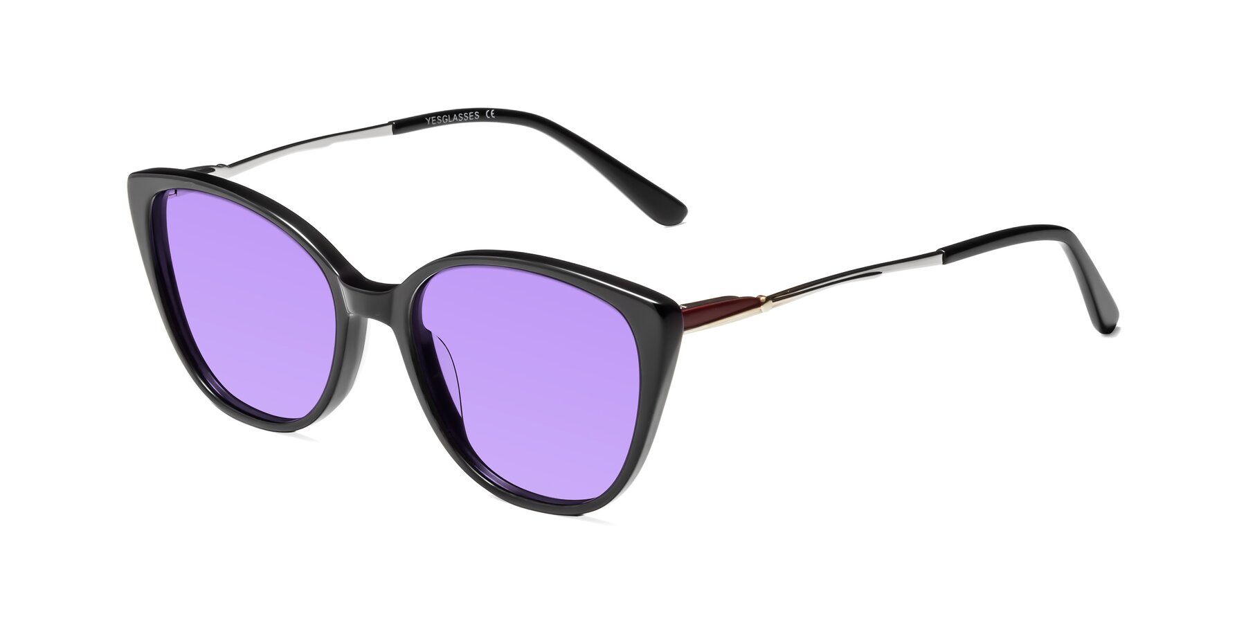 Angle of 17424 in Black with Medium Purple Tinted Lenses