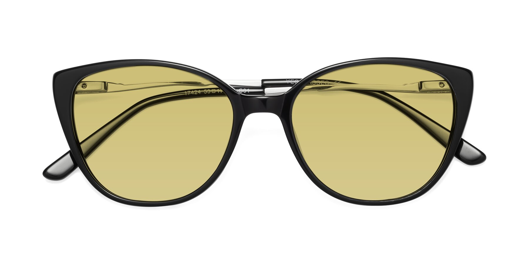 Folded Front of 17424 in Black with Medium Champagne Tinted Lenses