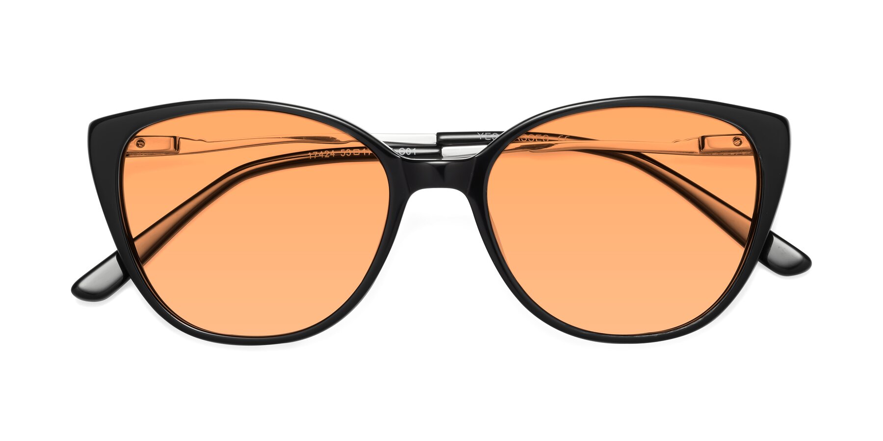 Folded Front of 17424 in Black with Medium Orange Tinted Lenses