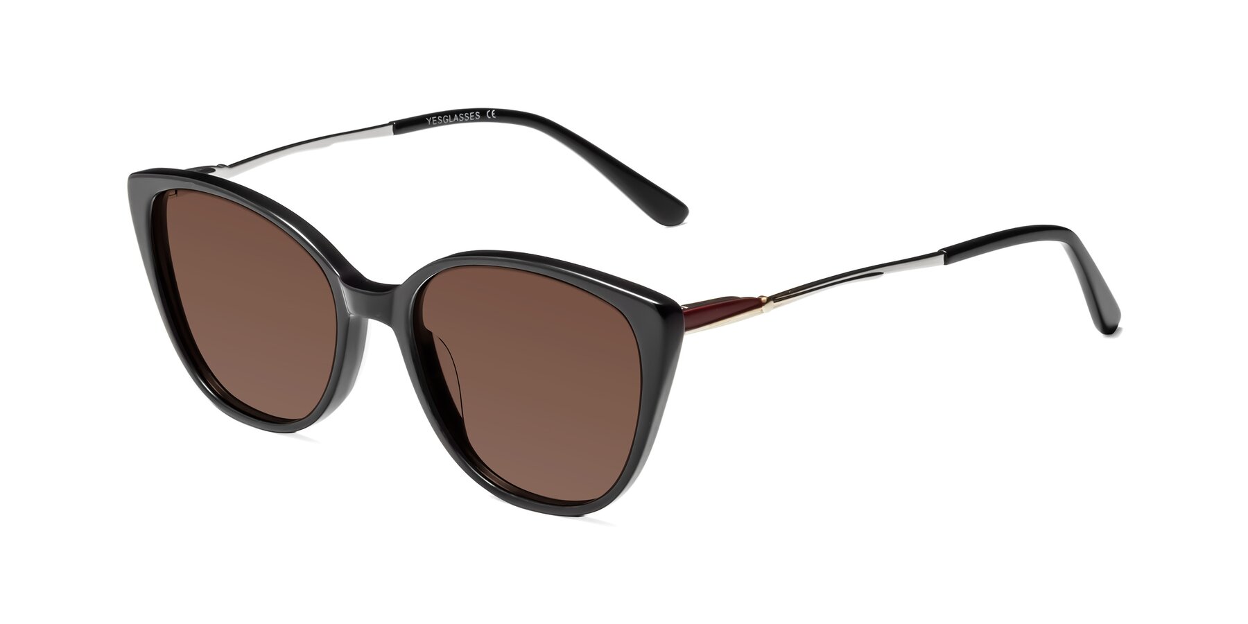 Angle of 17424 in Black with Brown Tinted Lenses