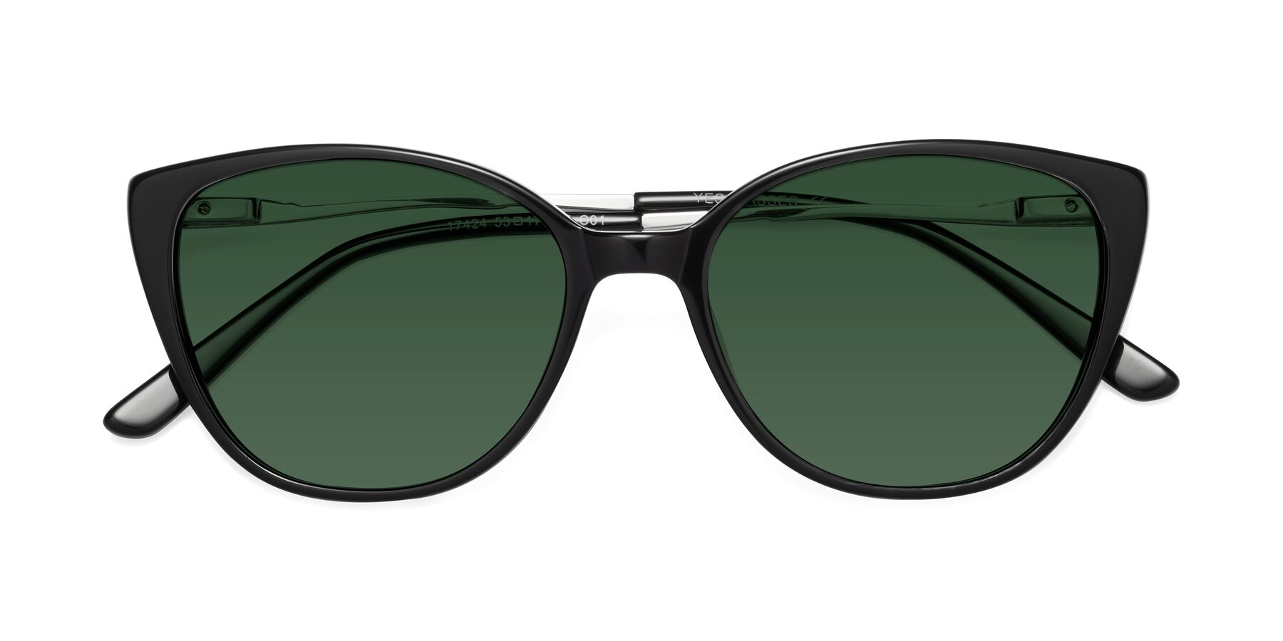 Folded Front of 17424 in Black with Green Tinted Lenses