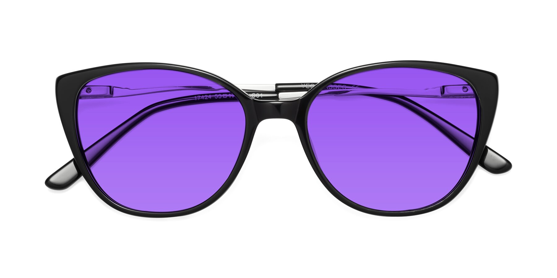 Folded Front of 17424 in Black with Purple Tinted Lenses