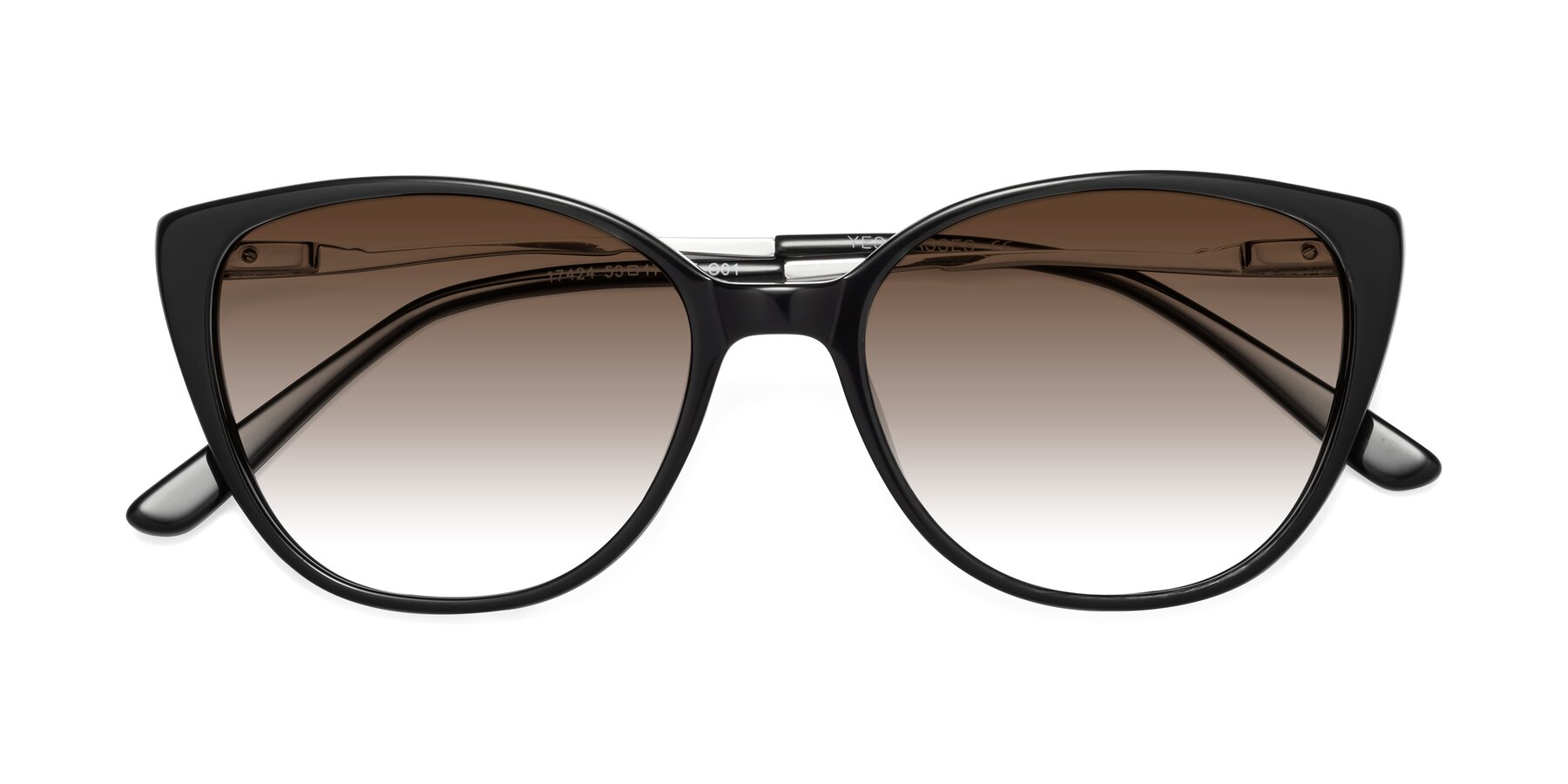 Folded Front of 17424 in Black with Brown Gradient Lenses