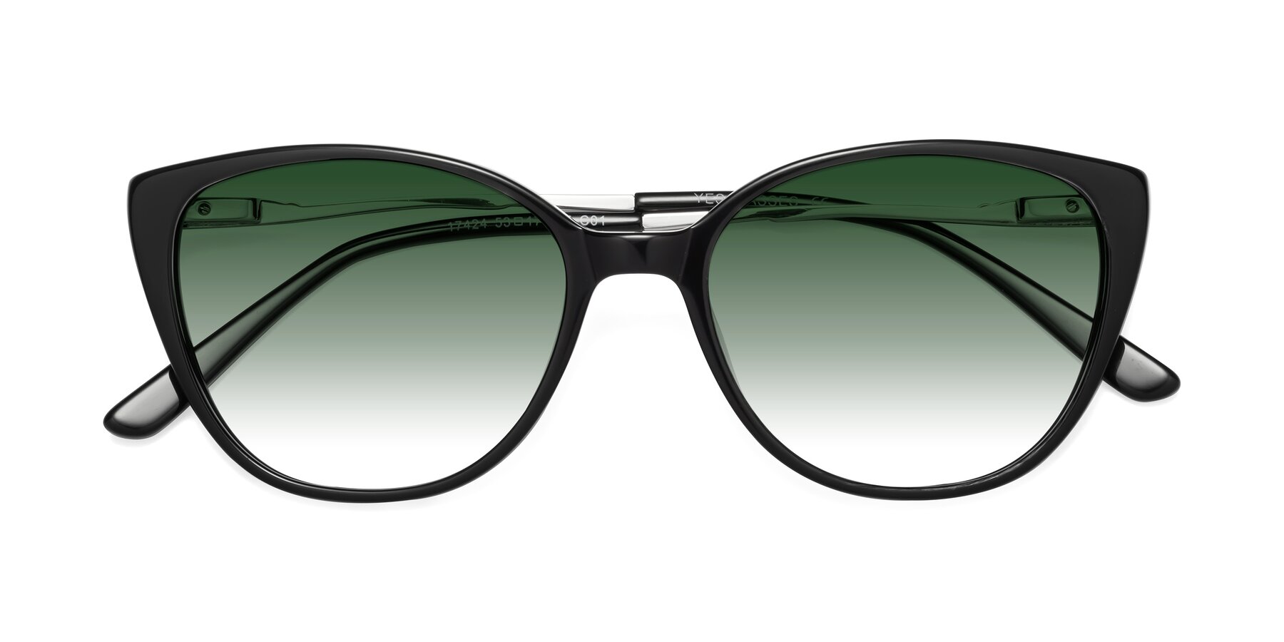 Folded Front of 17424 in Black with Green Gradient Lenses