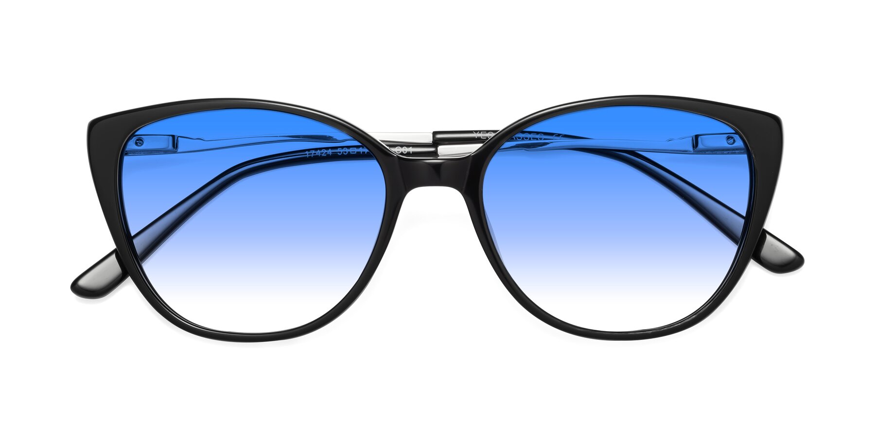 Folded Front of 17424 in Black with Blue Gradient Lenses