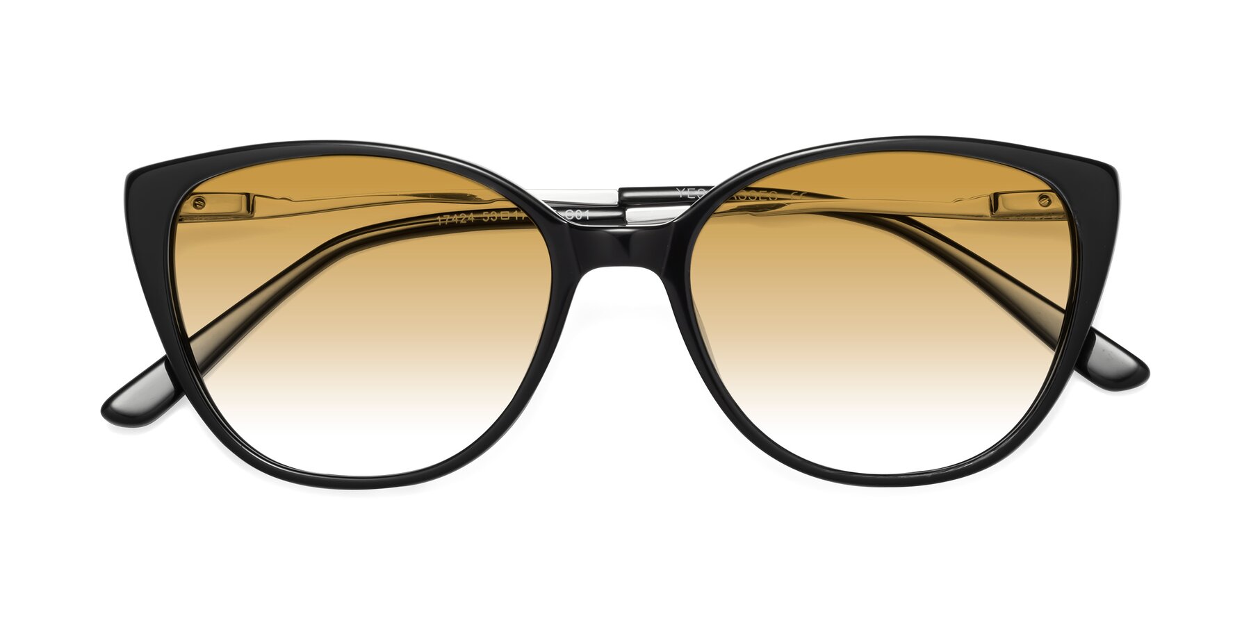Folded Front of 17424 in Black with Champagne Gradient Lenses