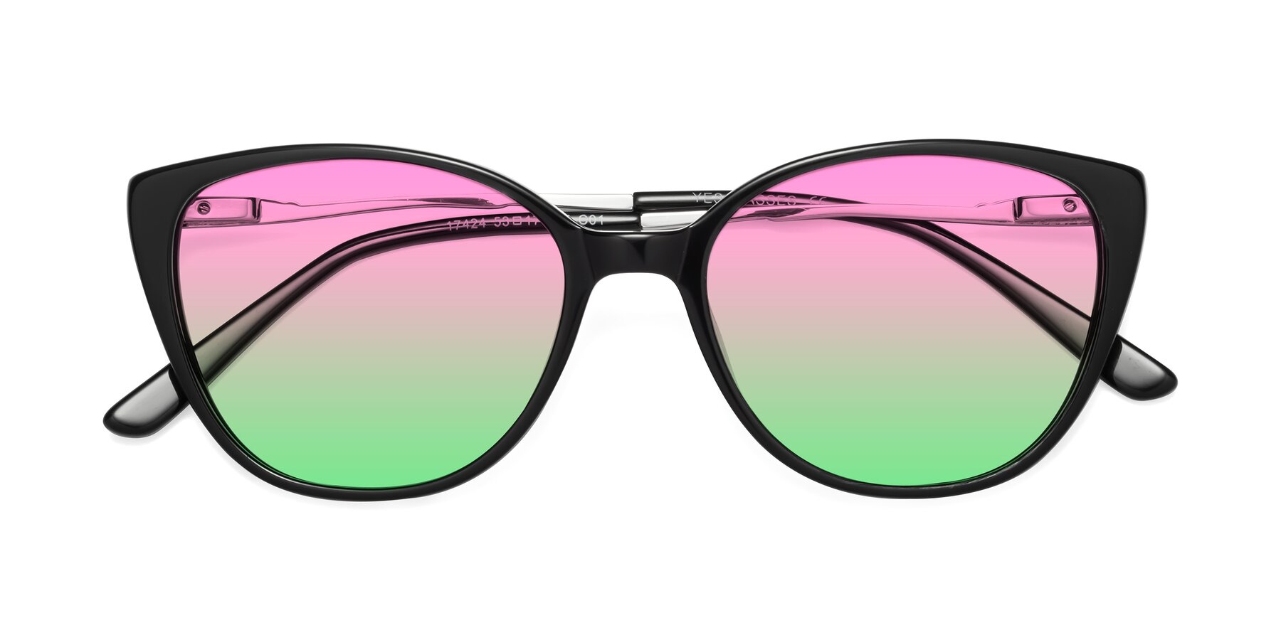 Folded Front of 17424 in Black with Pink / Green Gradient Lenses