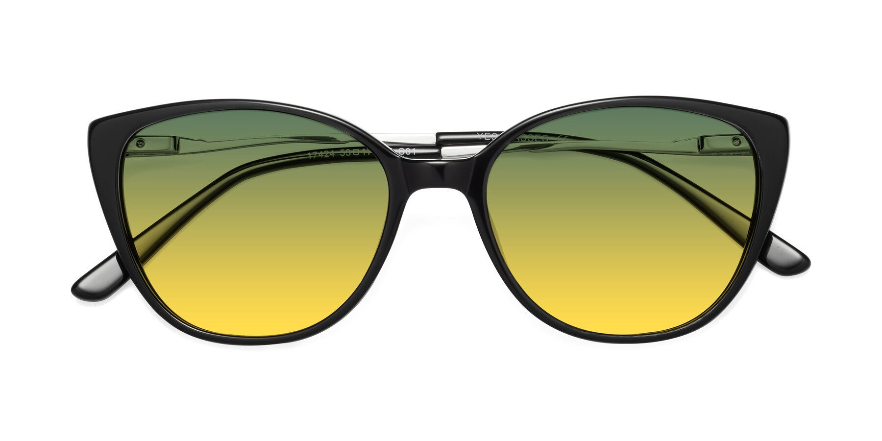 Folded Front of 17424 in Black with Green / Yellow Gradient Lenses