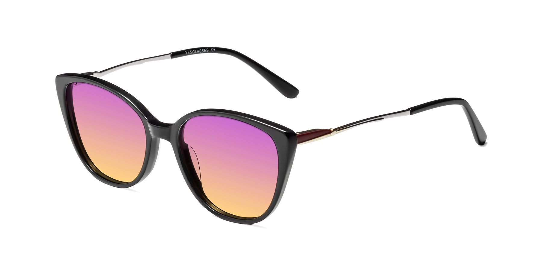 Angle of 17424 in Black with Purple / Yellow Gradient Lenses