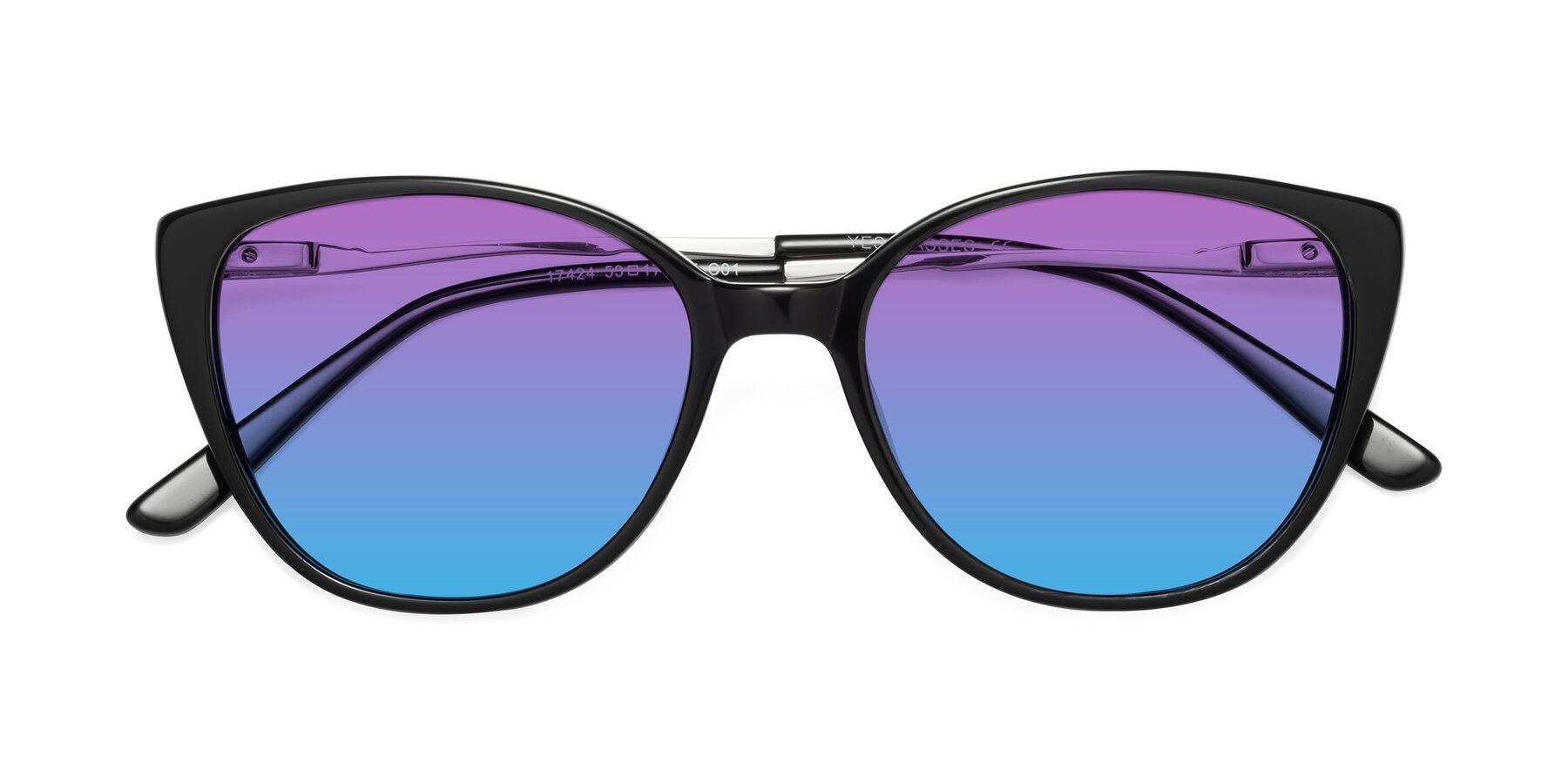 Folded Front of 17424 in Black with Purple / Blue Gradient Lenses