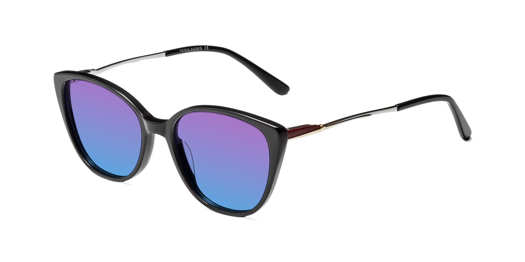 Angle of 17424 in Black with Purple / Blue Gradient Lenses