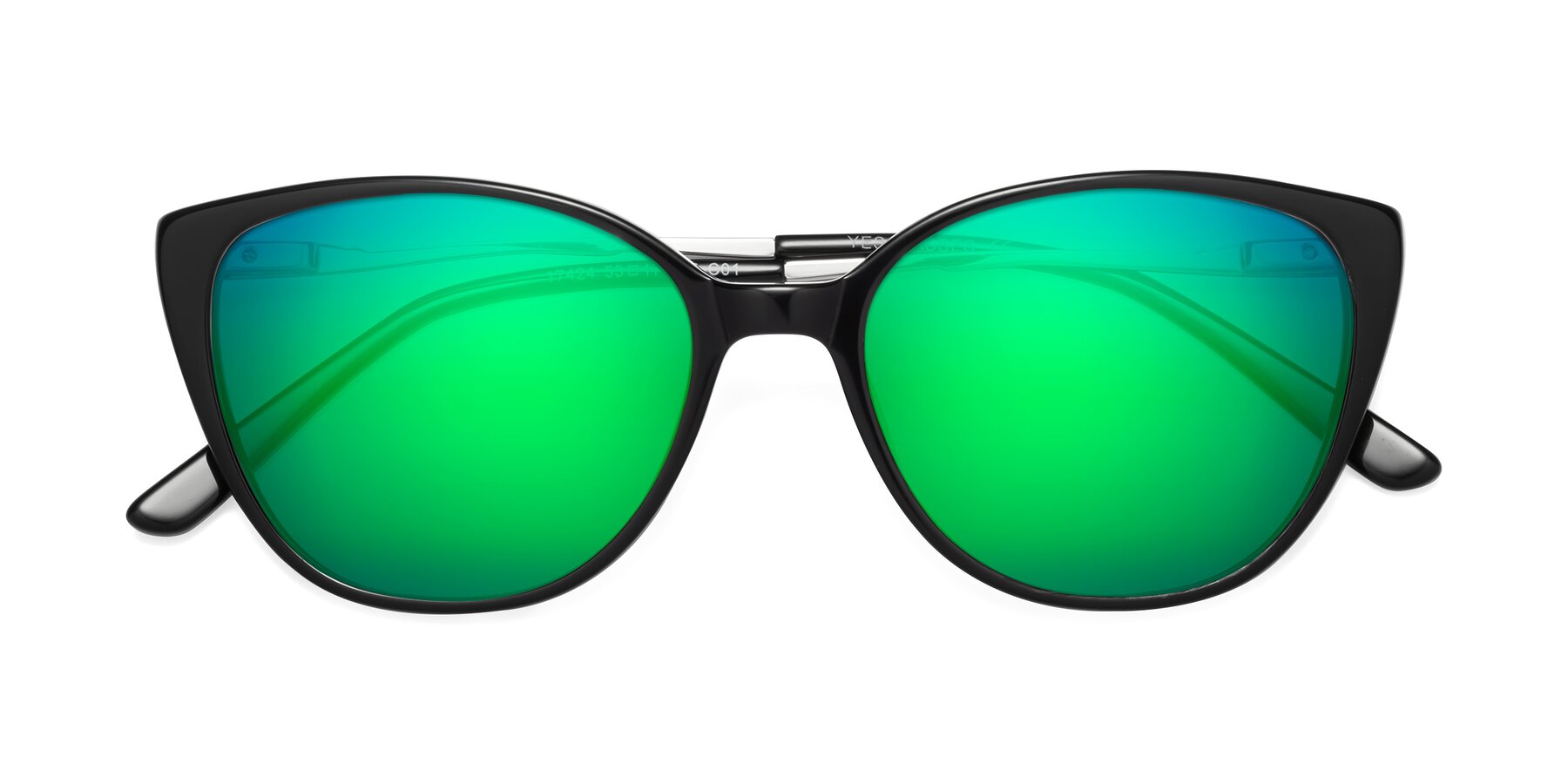 Folded Front of 17424 in Black with Green Mirrored Lenses