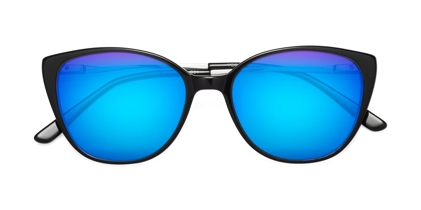 17424 - Black Flash Mirrored Sunglasses