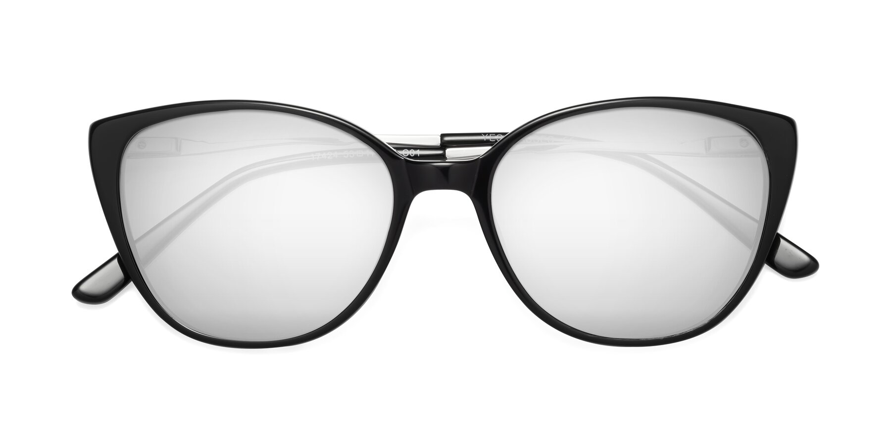 Folded Front of 17424 in Black with Silver Mirrored Lenses