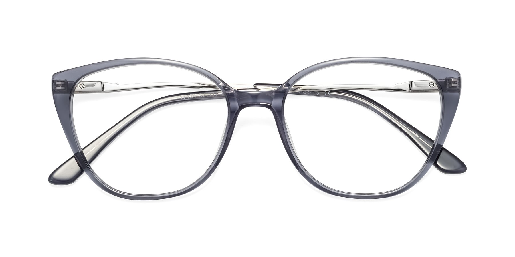 Folded Front of 17424 in Transparent Grey with Clear Reading Eyeglass Lenses