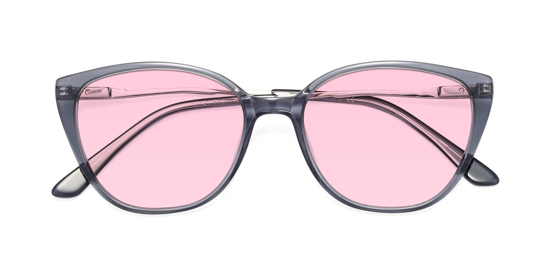 Folded Front of 17424 in Transparent Grey with Light Pink Tinted Lenses