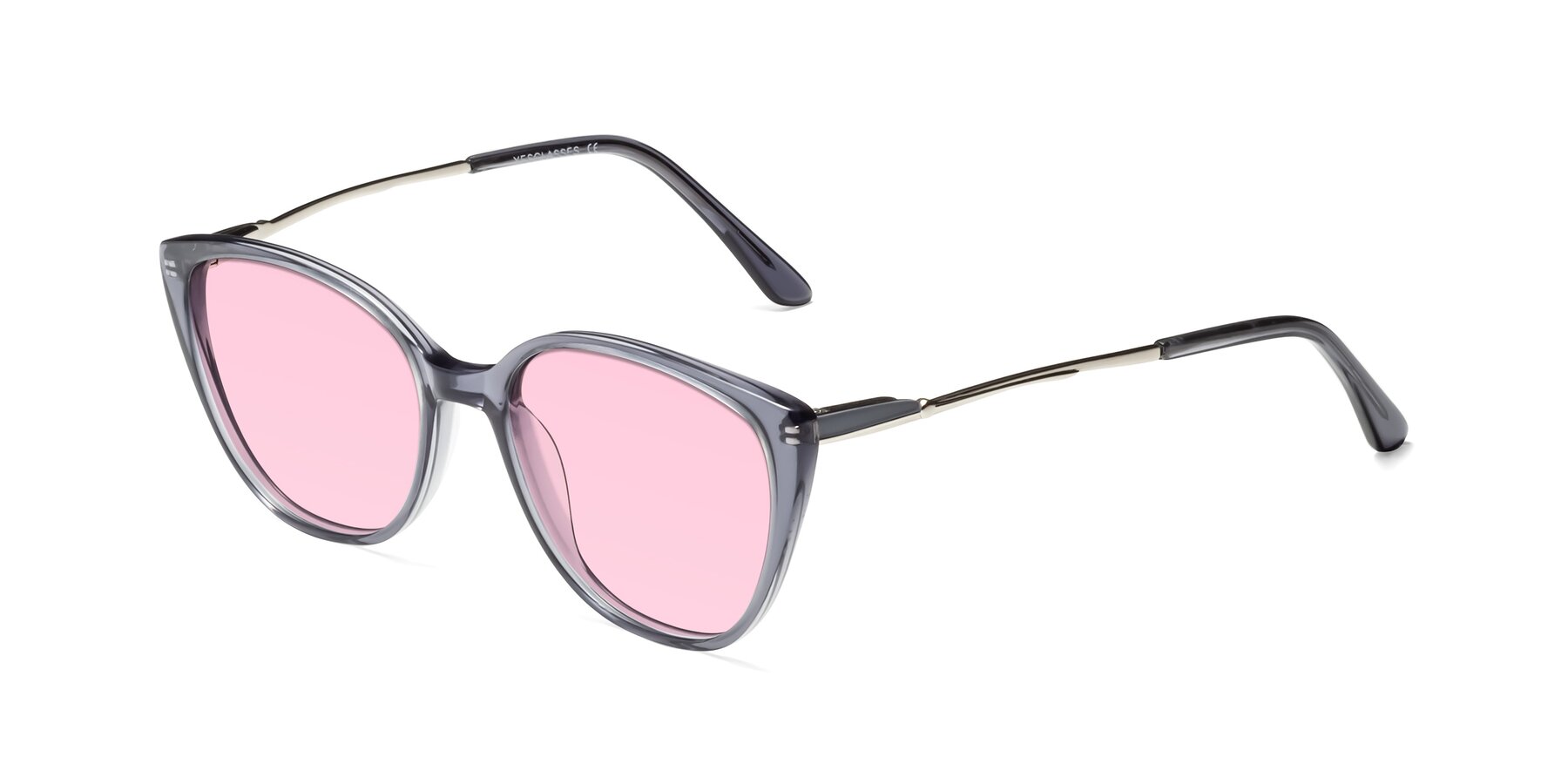 Angle of 17424 in Transparent Grey with Light Pink Tinted Lenses