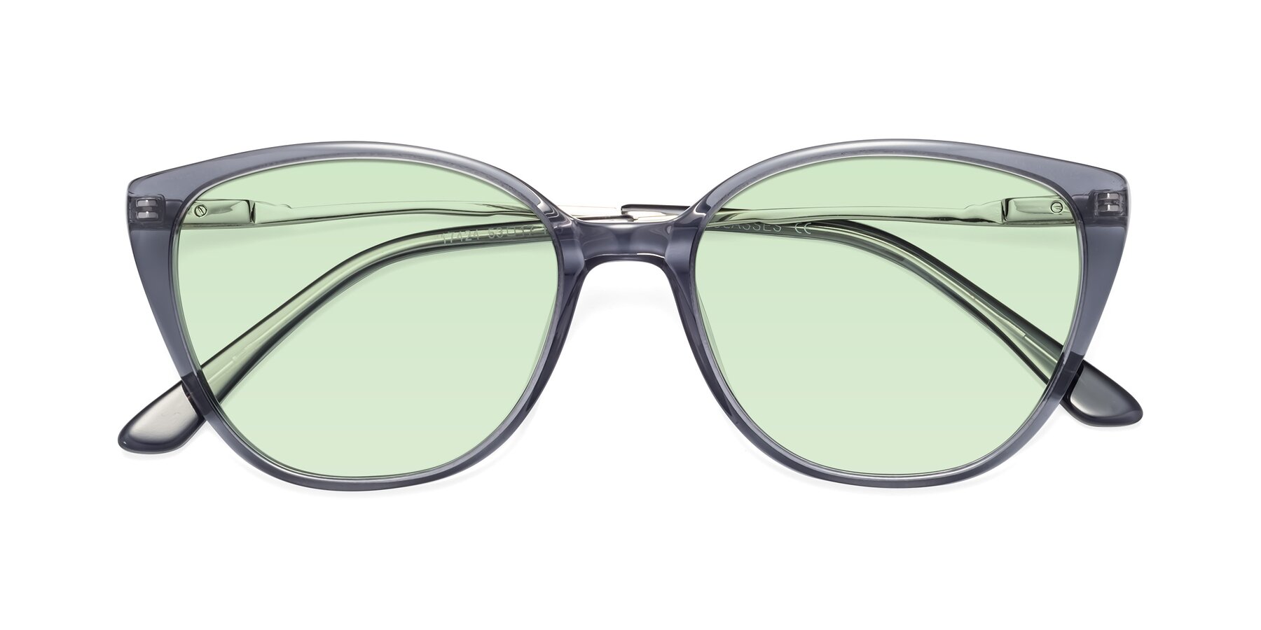 Folded Front of 17424 in Transparent Grey with Light Green Tinted Lenses