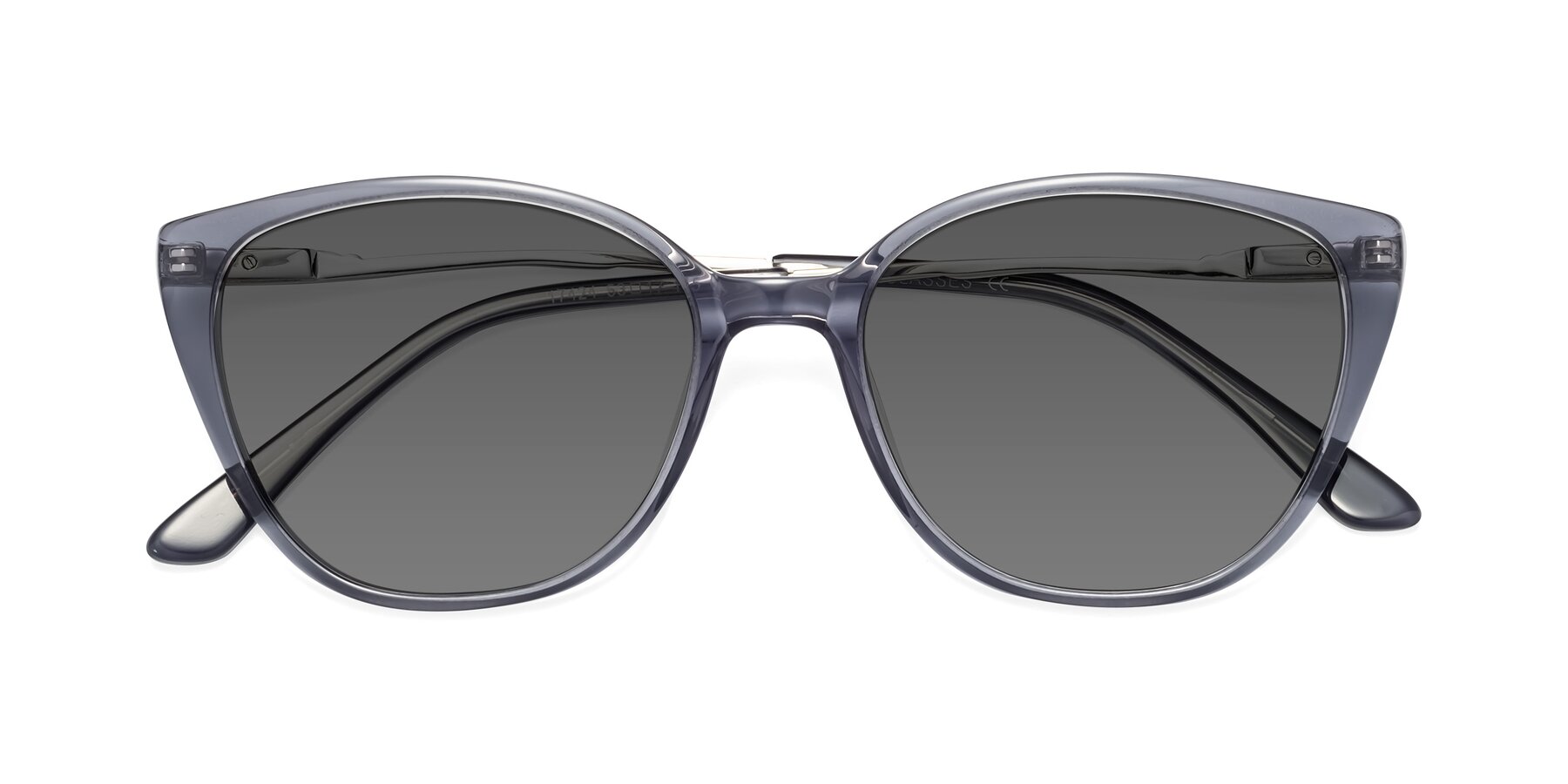 Folded Front of 17424 in Transparent Grey with Medium Gray Tinted Lenses