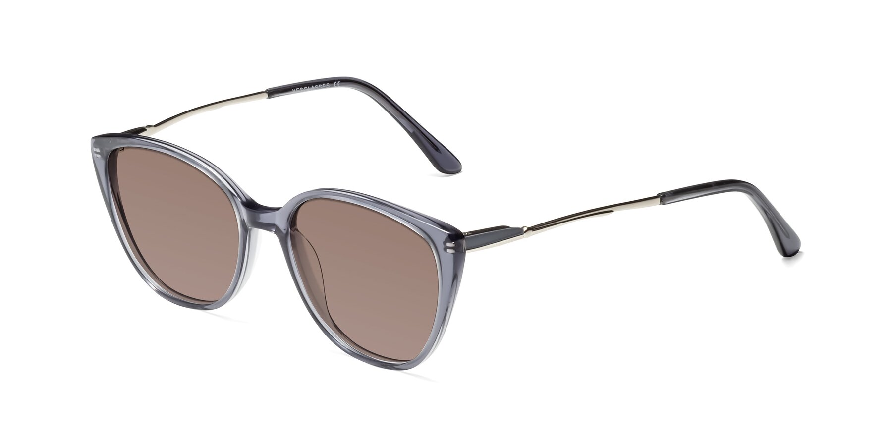 Angle of 17424 in Transparent Grey with Medium Brown Tinted Lenses
