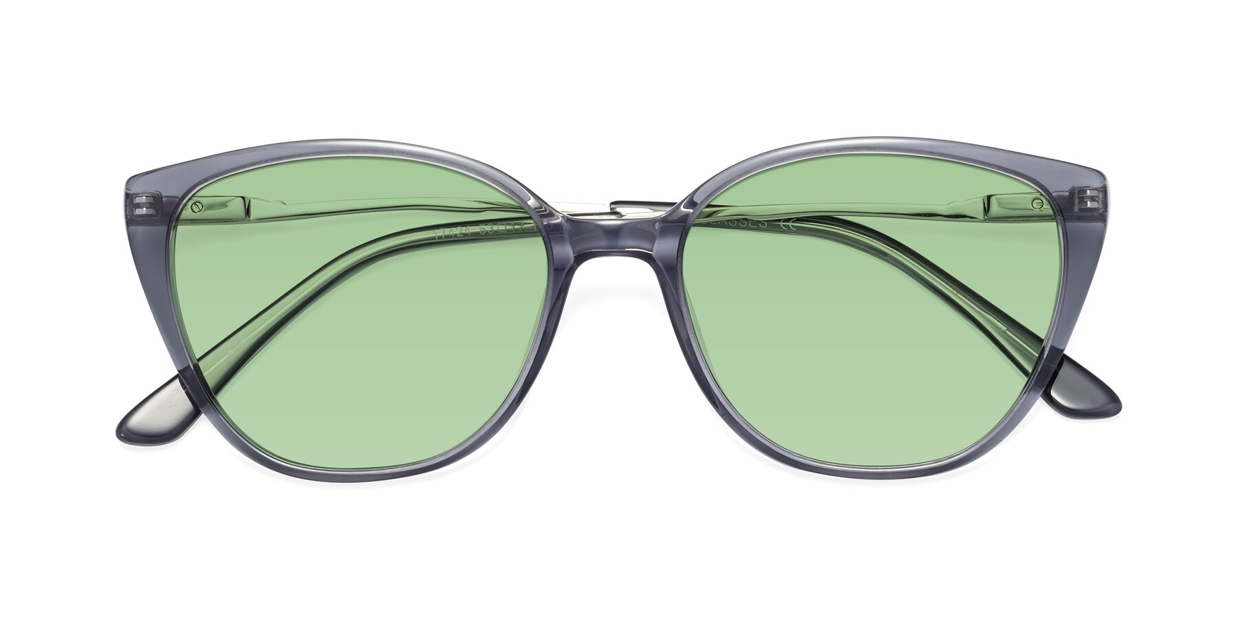 Folded Front of 17424 in Transparent Grey with Medium Green Tinted Lenses