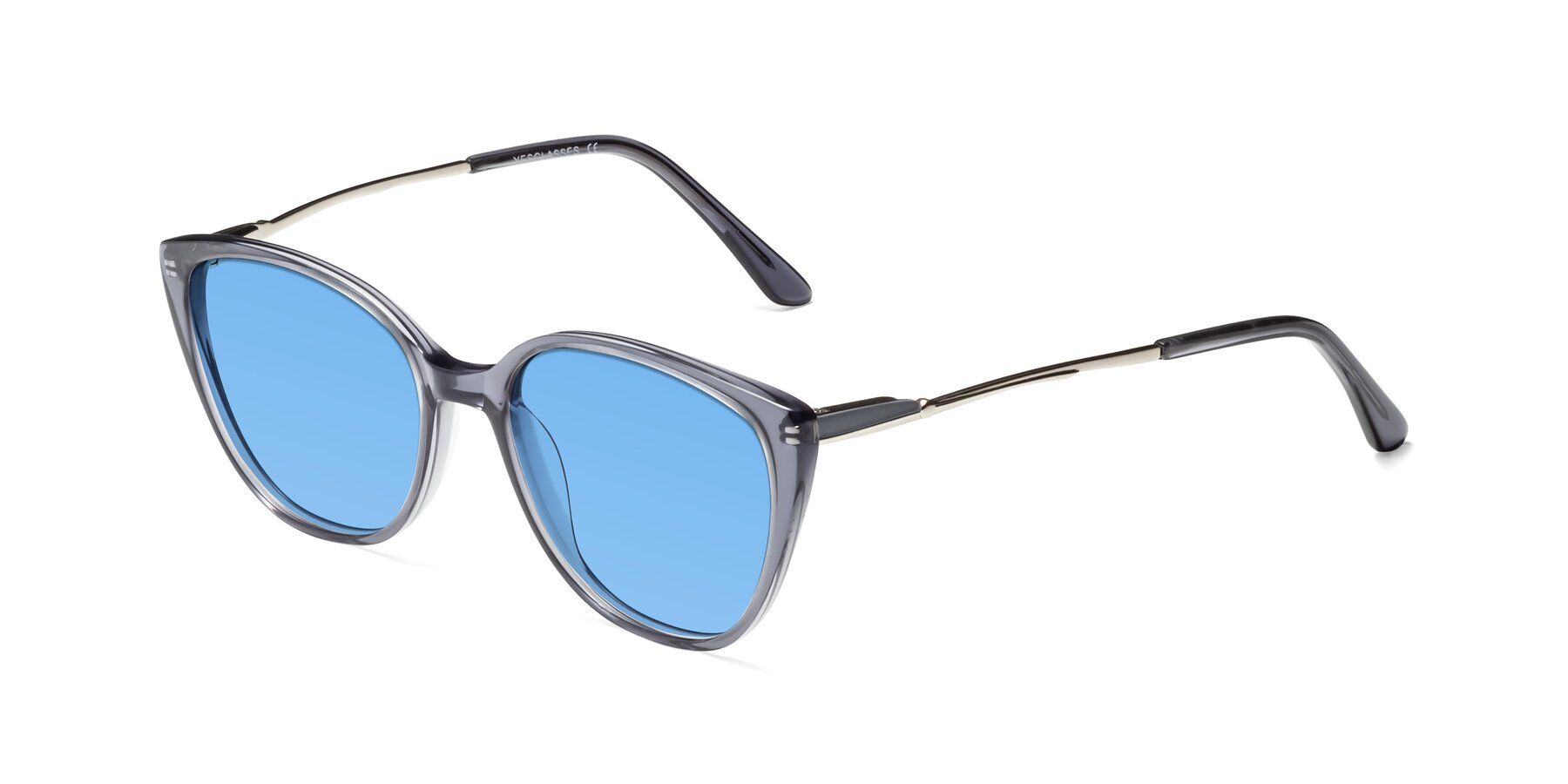 Angle of 17424 in Transparent Grey with Medium Blue Tinted Lenses