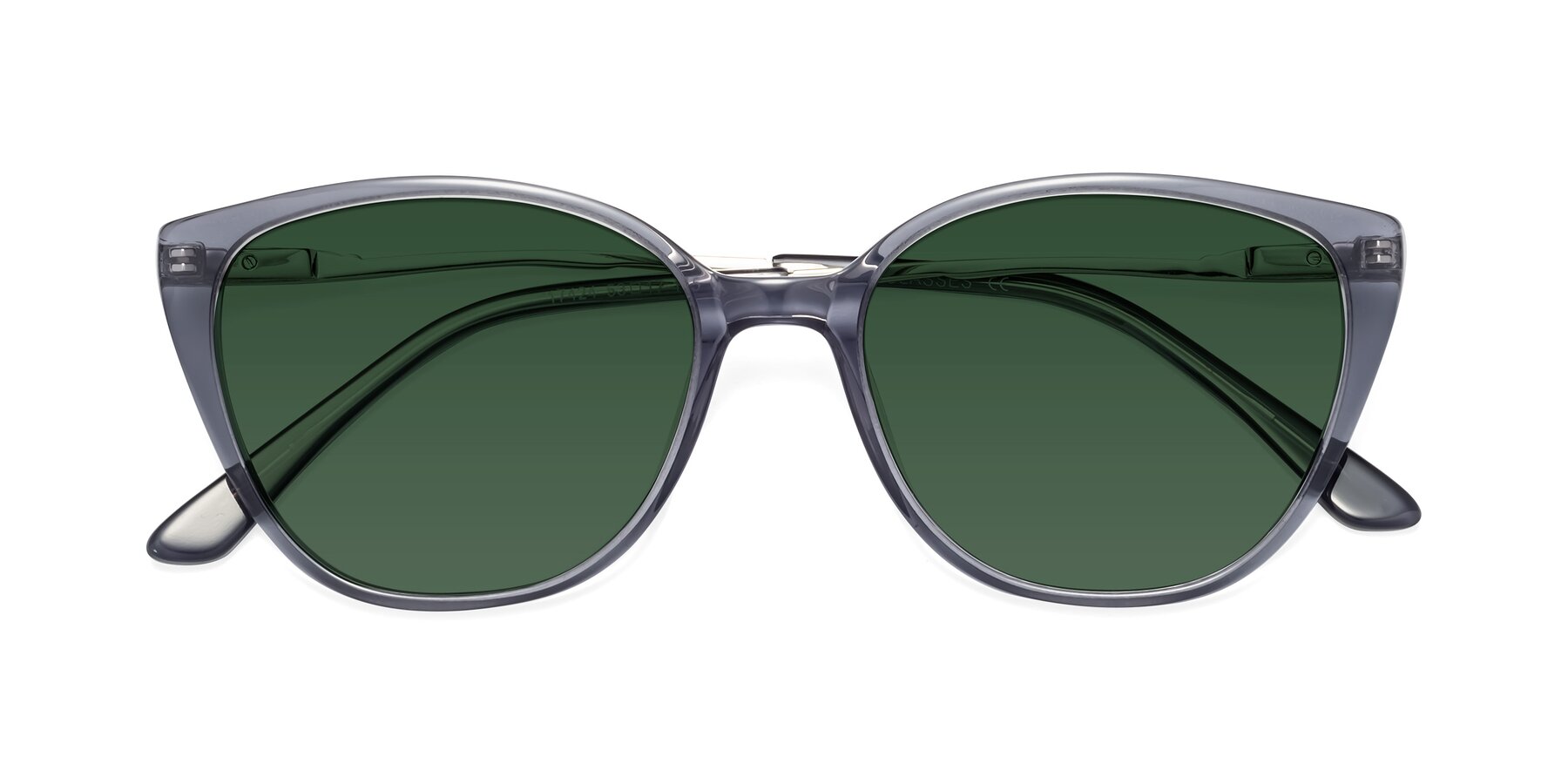 Folded Front of 17424 in Transparent Grey with Green Tinted Lenses