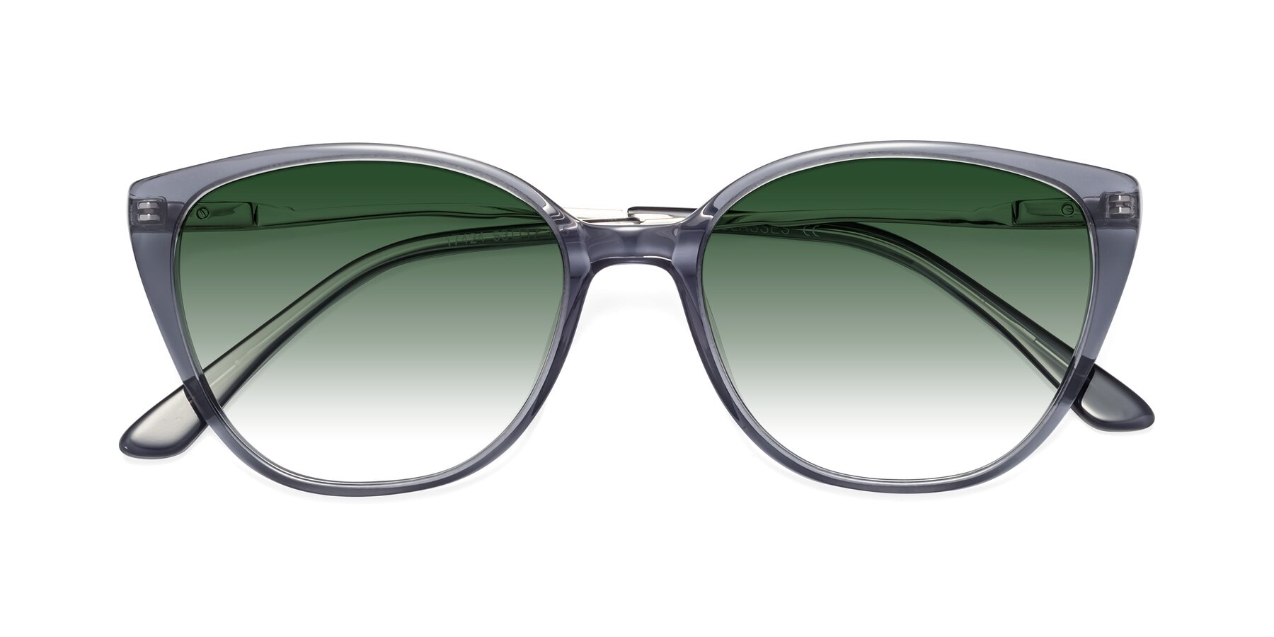 Folded Front of 17424 in Transparent Grey with Green Gradient Lenses