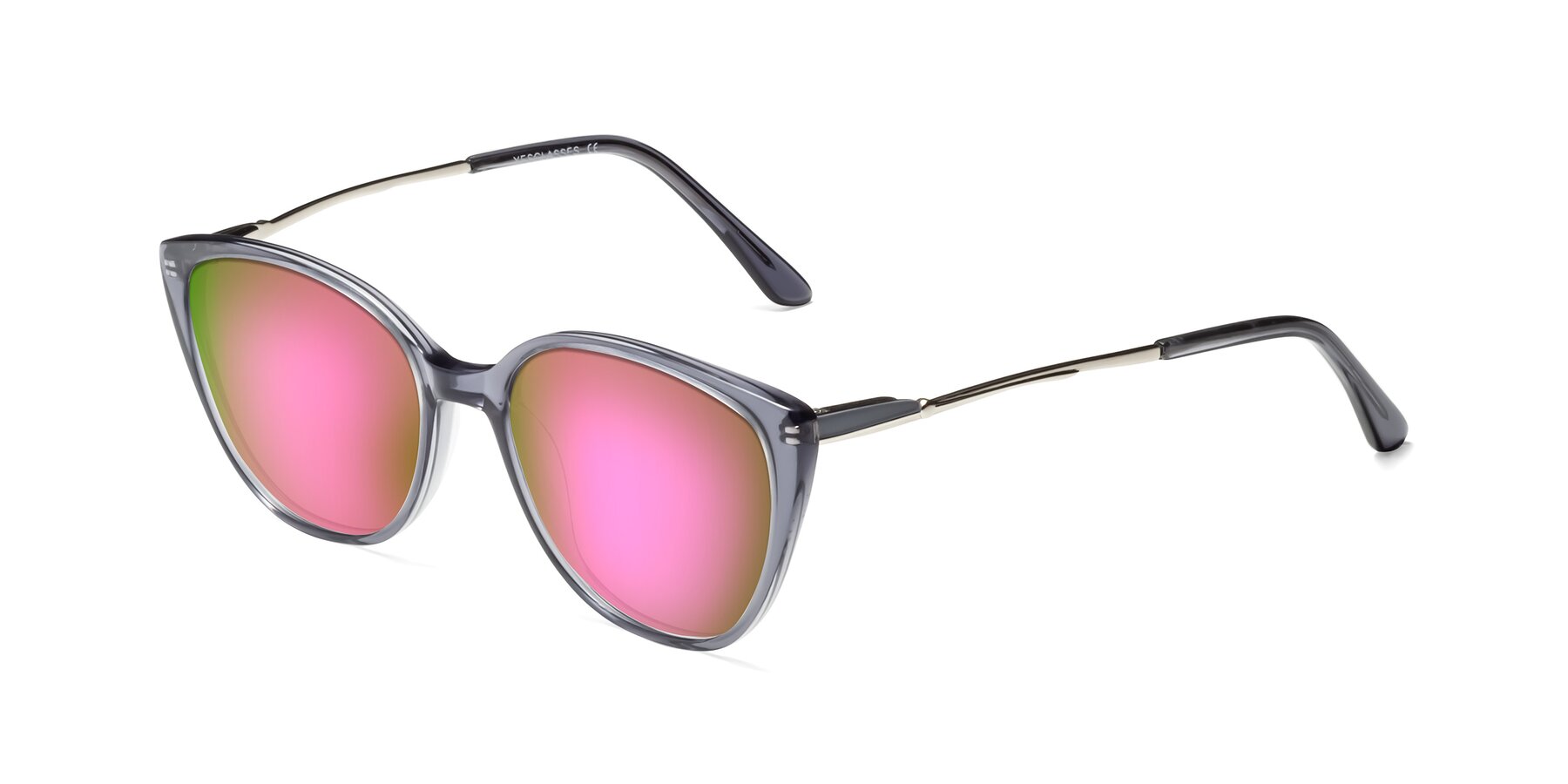 Angle of 17424 in Transparent Grey with Pink Mirrored Lenses