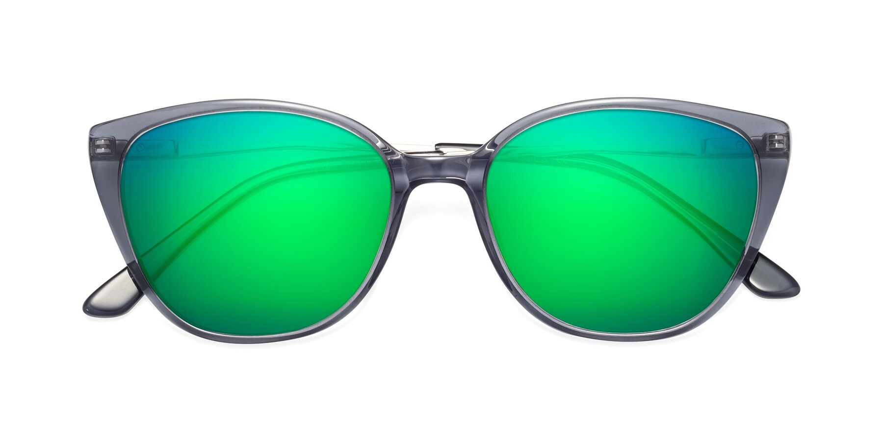 Folded Front of 17424 in Transparent Grey with Green Mirrored Lenses