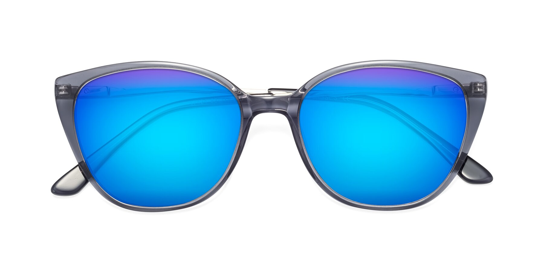 Folded Front of 17424 in Transparent Grey with Blue Mirrored Lenses