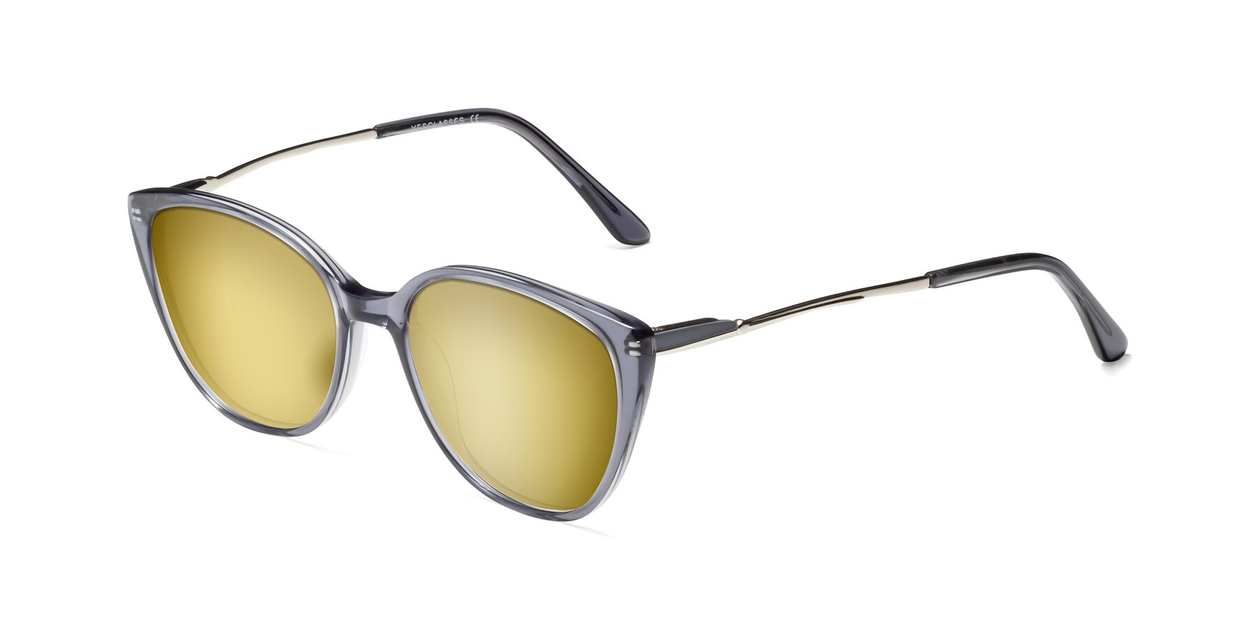 Angle of 17424 in Transparent Grey with Gold Mirrored Lenses