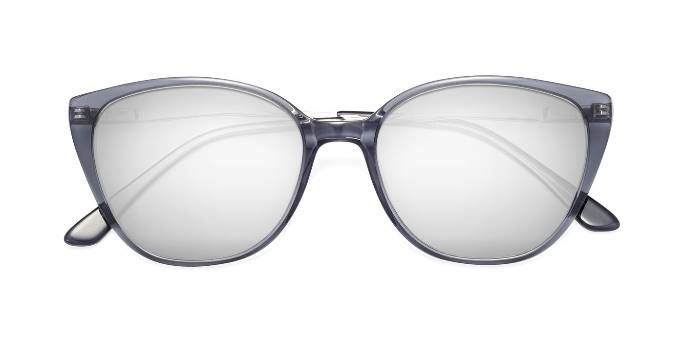 17424 - Transparent Grey Flash Mirrored Sunglasses