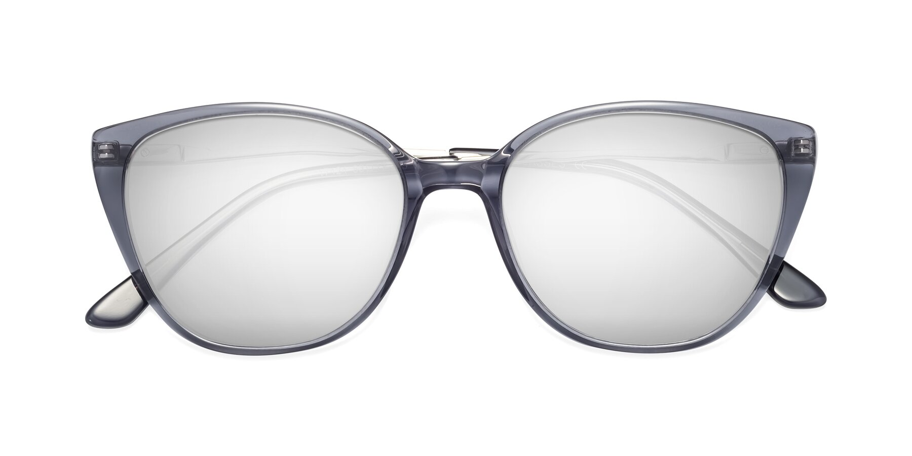 Folded Front of 17424 in Transparent Grey with Silver Mirrored Lenses