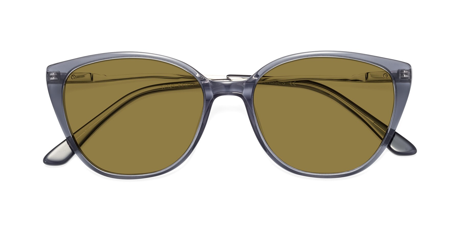Folded Front of 17424 in Transparent Grey with Brown Polarized Lenses