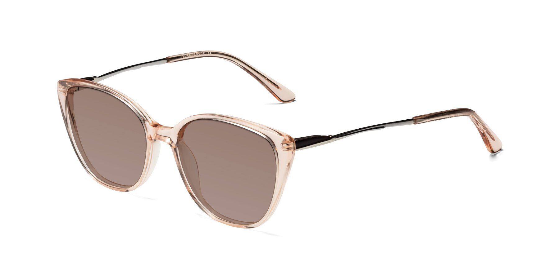 Angle of 17424 in Transparent Pink with Medium Brown Tinted Lenses