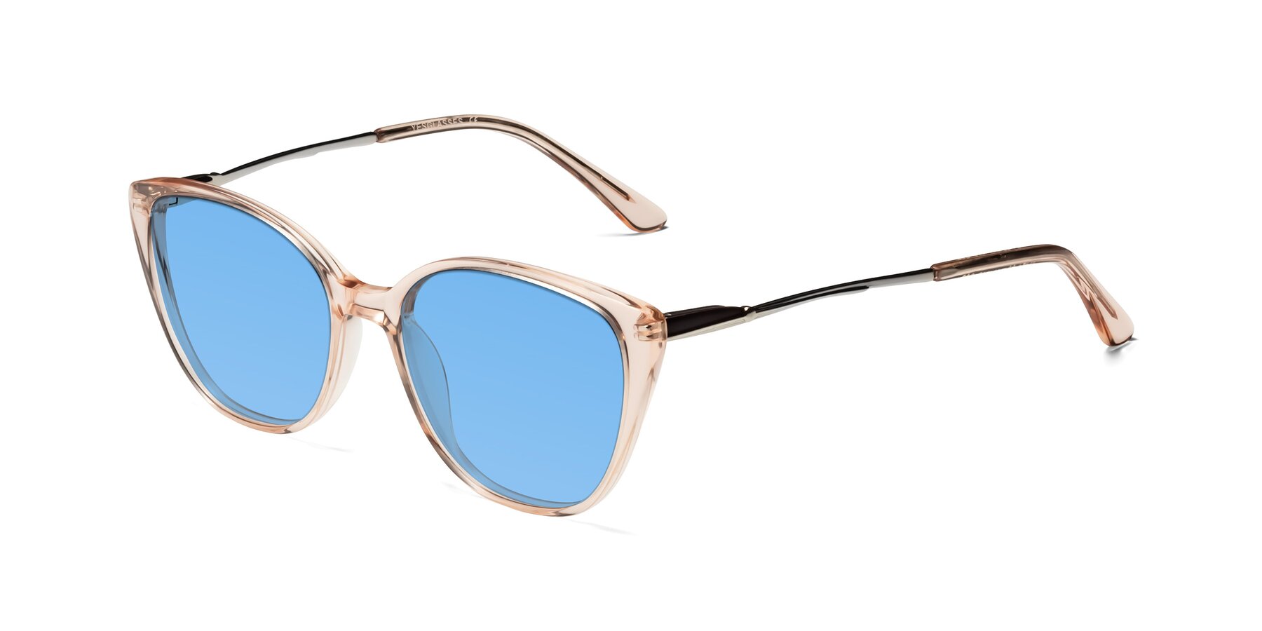 Angle of 17424 in Transparent Pink with Medium Blue Tinted Lenses