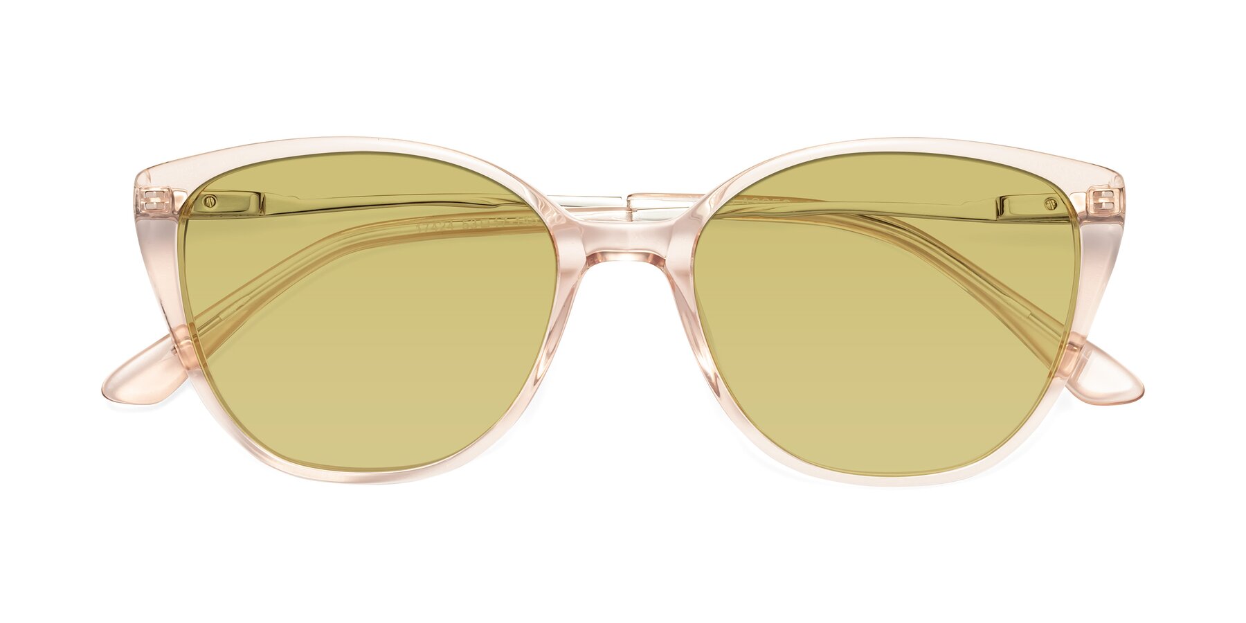Folded Front of 17424 in Transparent Pink with Medium Champagne Tinted Lenses
