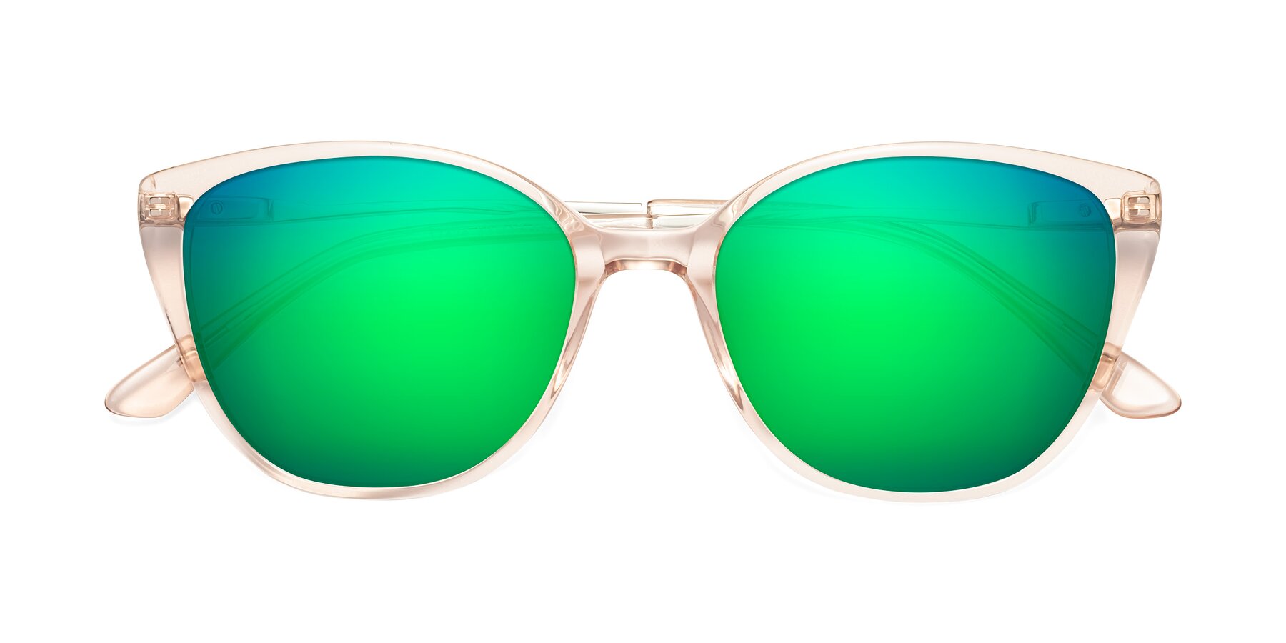 Folded Front of 17424 in Transparent Pink with Green Mirrored Lenses