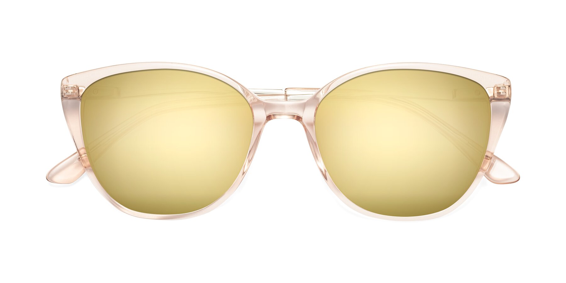Folded Front of 17424 in Transparent Pink with Gold Mirrored Lenses