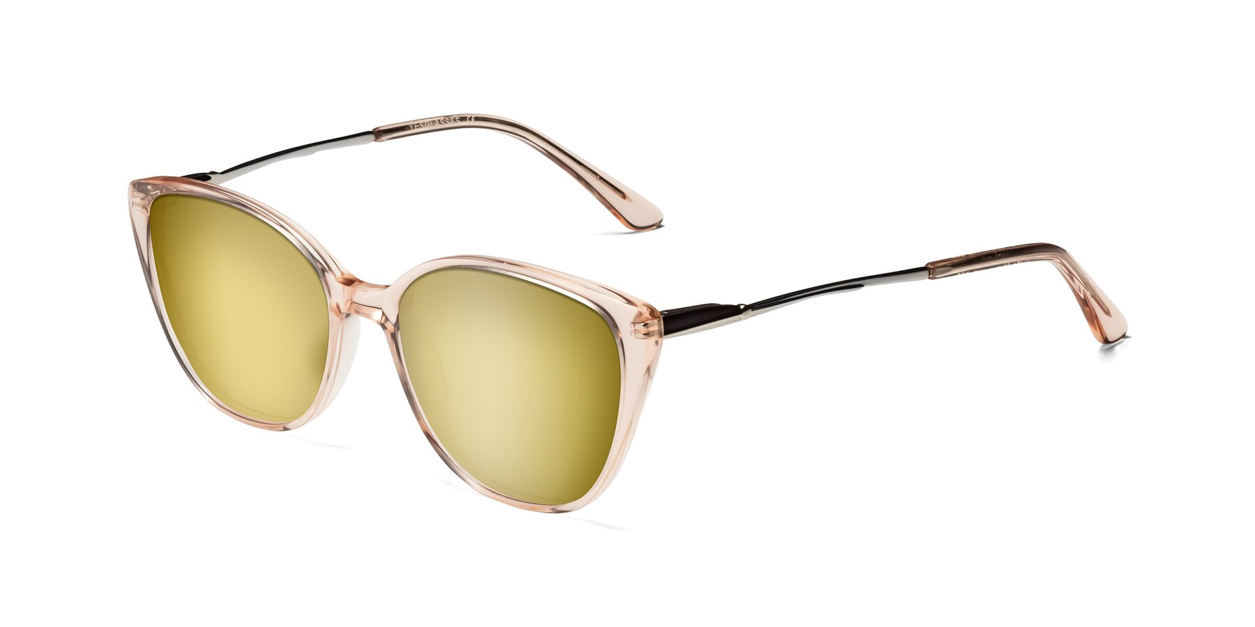 Angle of 17424 in Transparent Pink with Gold Mirrored Lenses