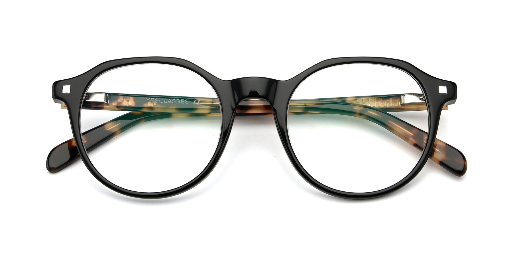 Folded Front of 17425 in Black with Clear Blue Light Blocking Lenses