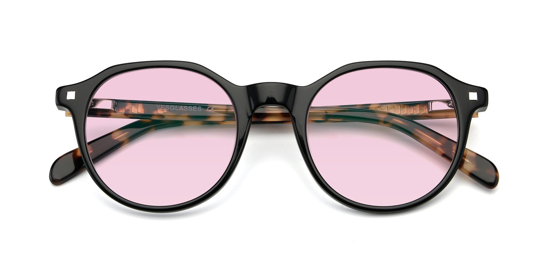 Folded Front of 17425 in Black with Light Pink Tinted Lenses