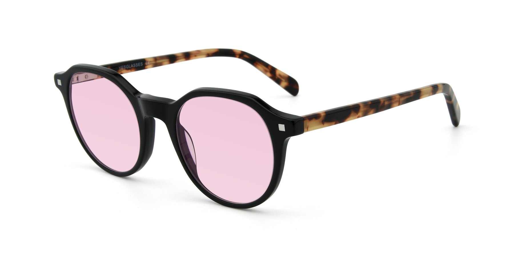 Angle of 17425 in Black with Light Pink Tinted Lenses