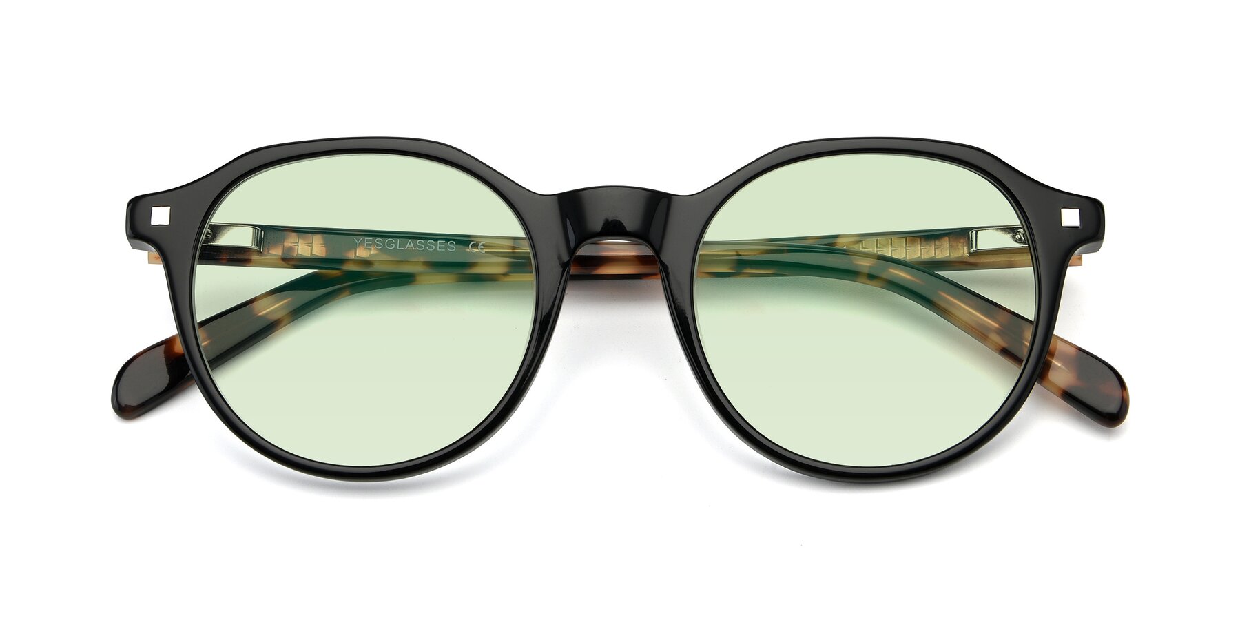 Folded Front of 17425 in Black with Light Green Tinted Lenses