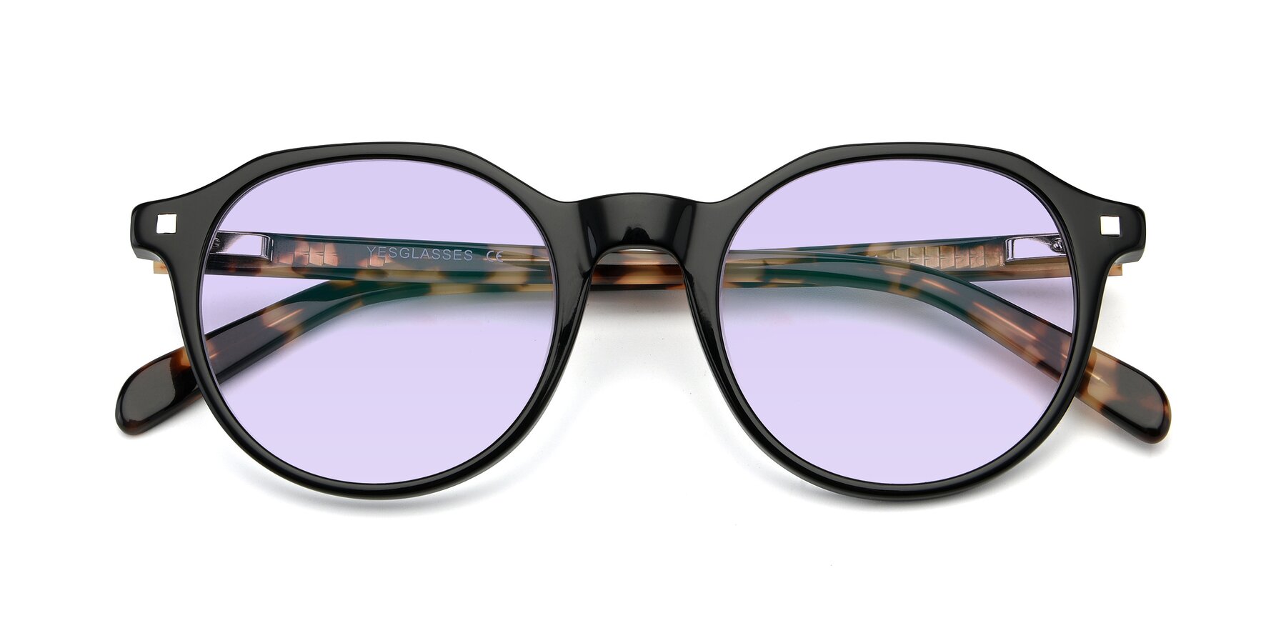 Folded Front of 17425 in Black with Light Purple Tinted Lenses
