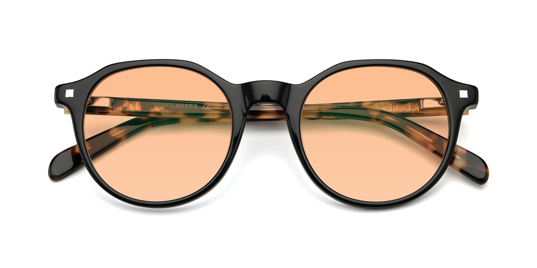 Folded Front of 17425 in Black with Light Orange Tinted Lenses