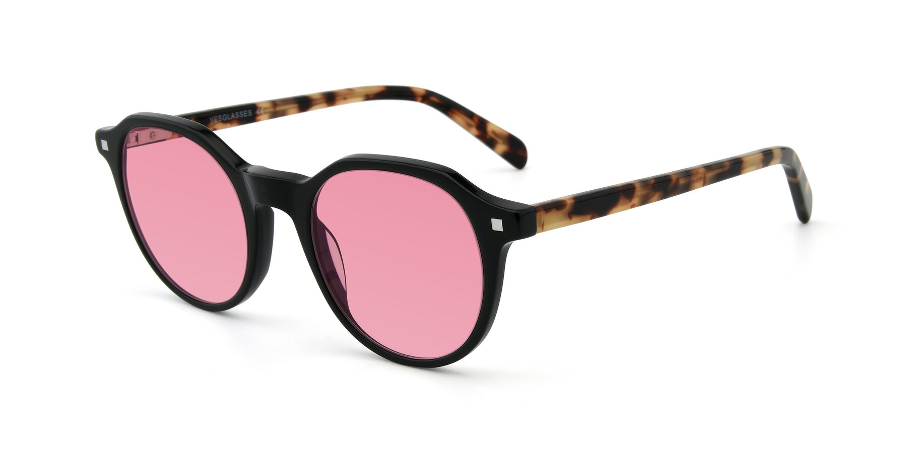 Angle of 17425 in Black with Pink Tinted Lenses