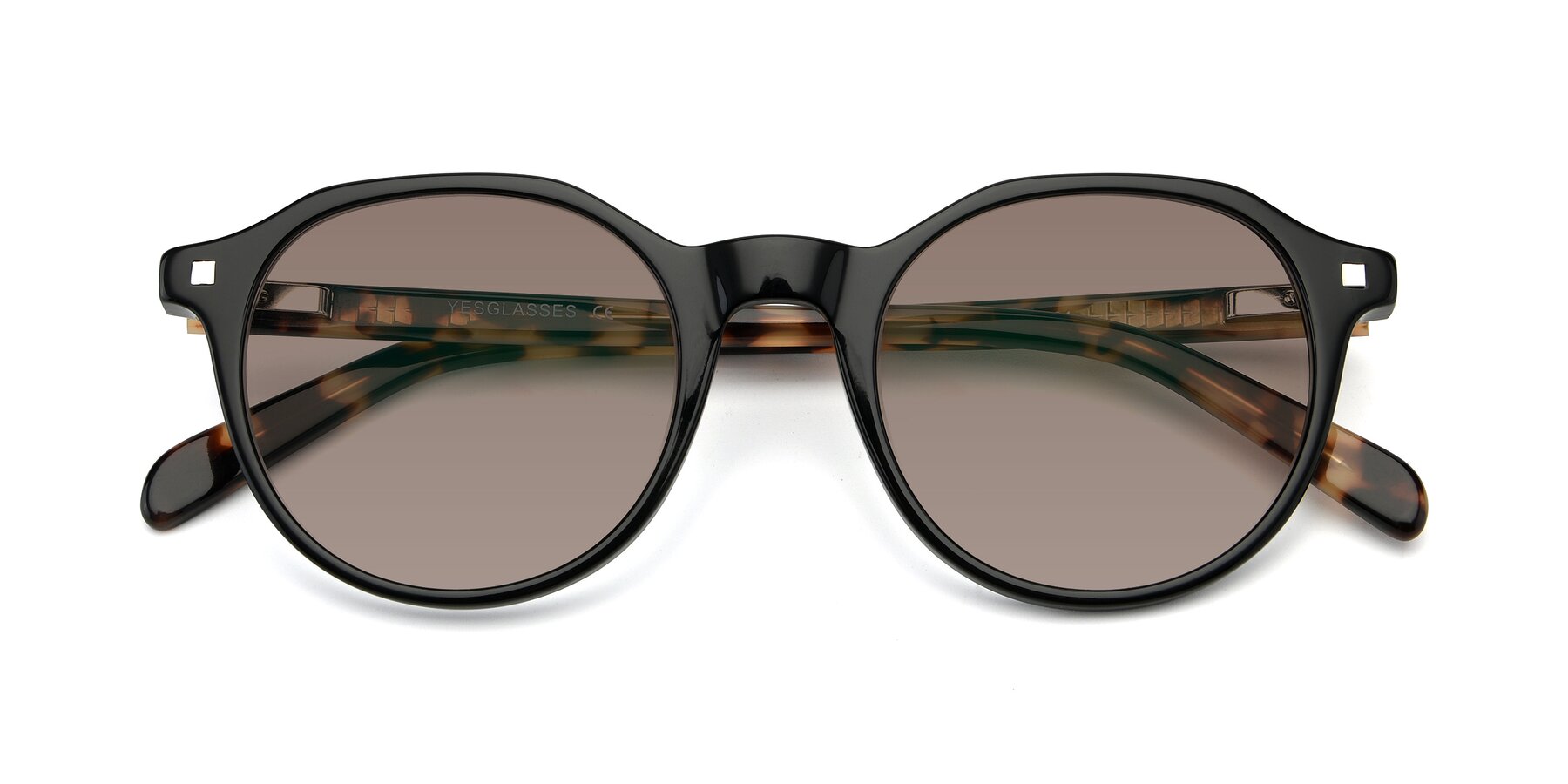 Folded Front of 17425 in Black with Medium Brown Tinted Lenses