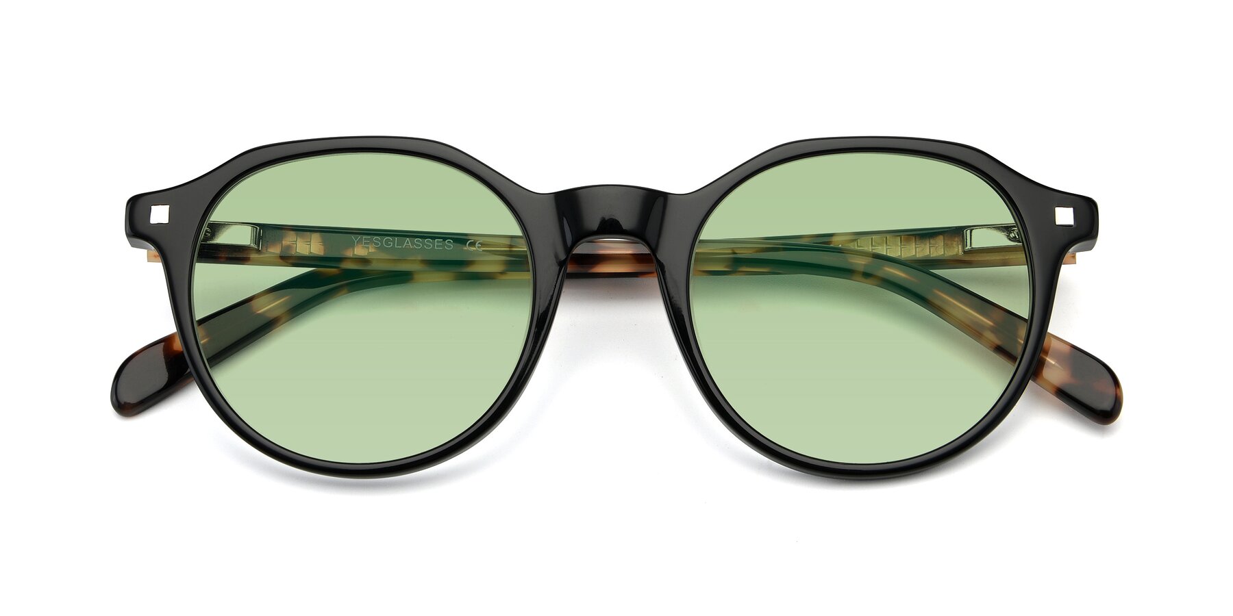 Folded Front of 17425 in Black with Medium Green Tinted Lenses